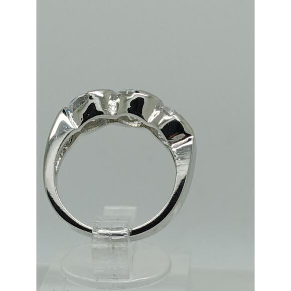 Vintage 3CT 3-Stone Simulated Diamond CZ Engagement Wedding Band Ring Size 9 NOS - Picture 8 of 9